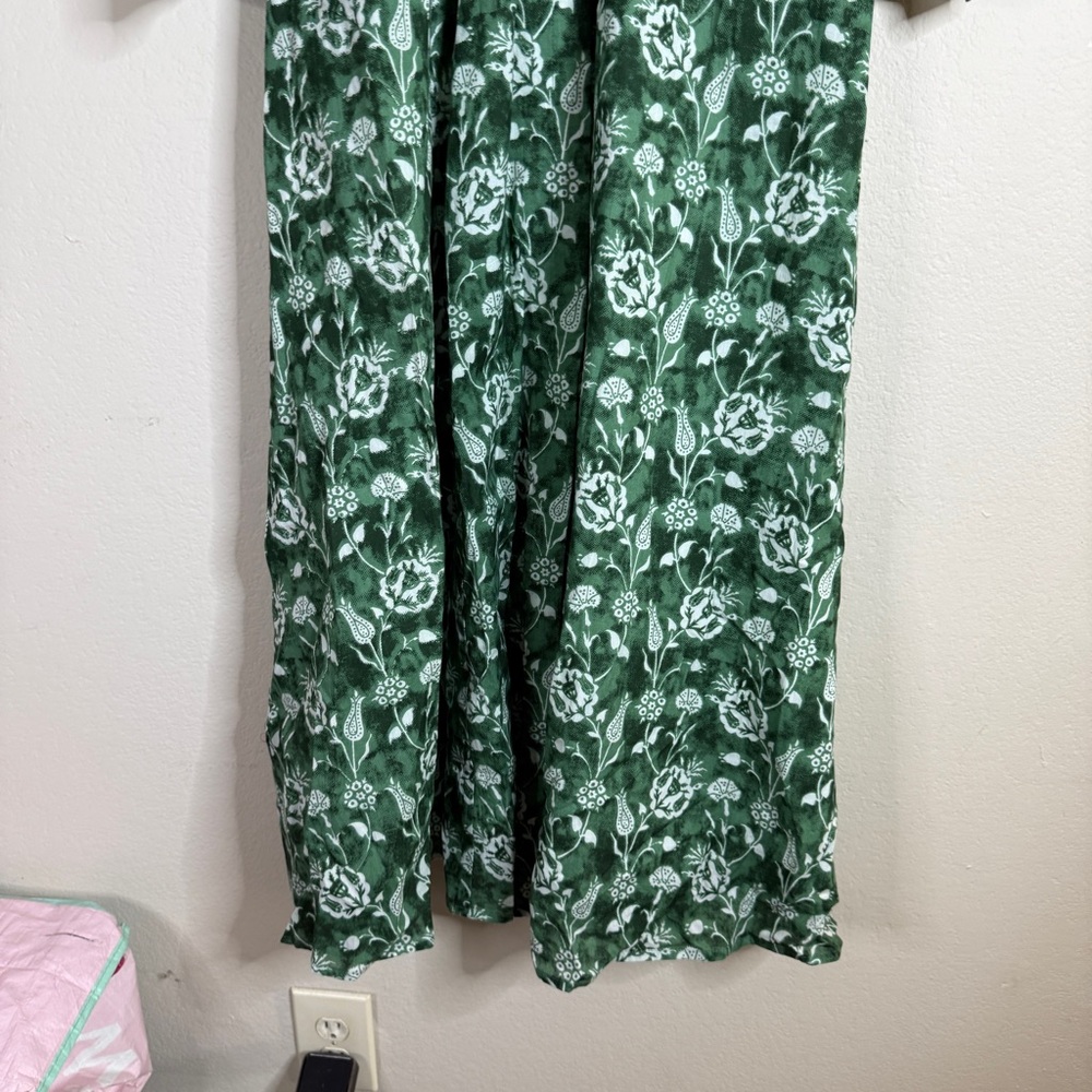 LIVRO green floral block print button front maxi shirt dress SMALL - Picture 3 of 8